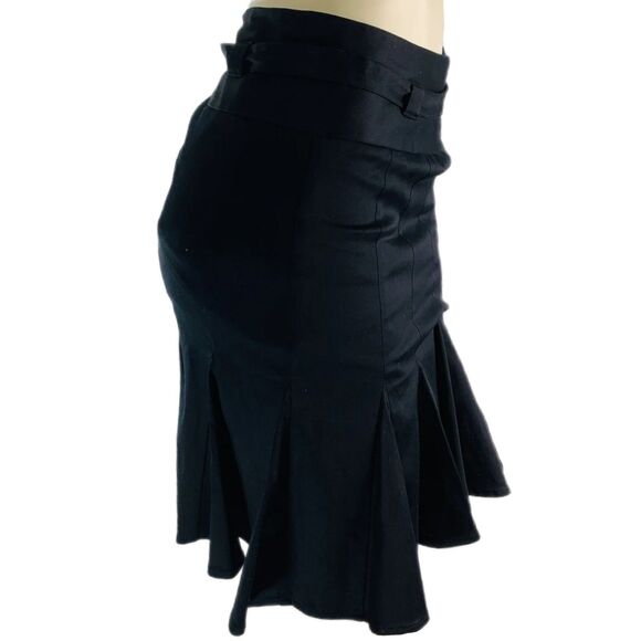 Pendleton NWT Vintage Y2K Black Tulip Skirt with Belt Pleated Hem Lined Size 10 - Picture 3 of 8